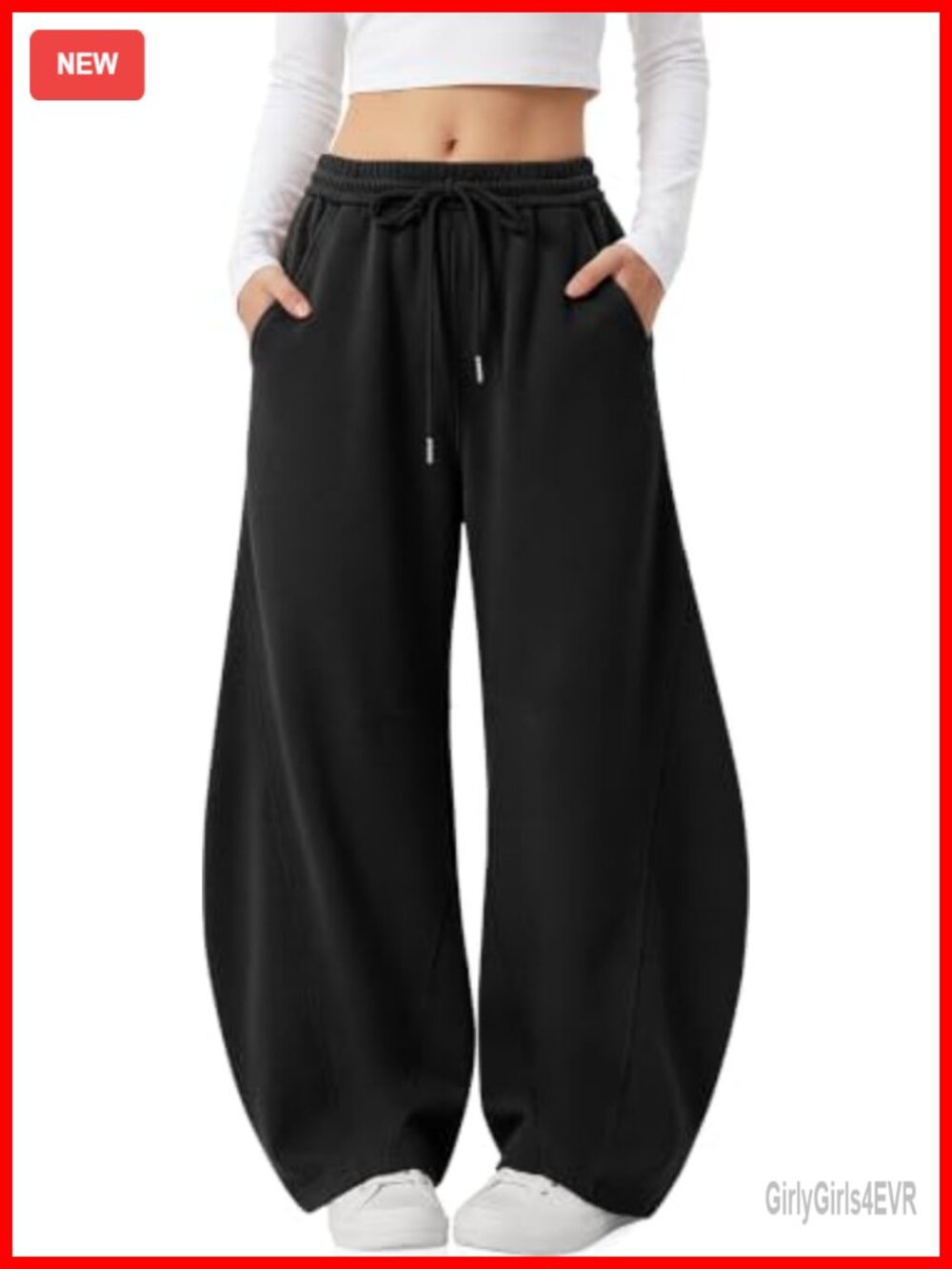 Womens Barrel Sweatpants Wide Leg Elastic Waist Lounge Pants Baggy